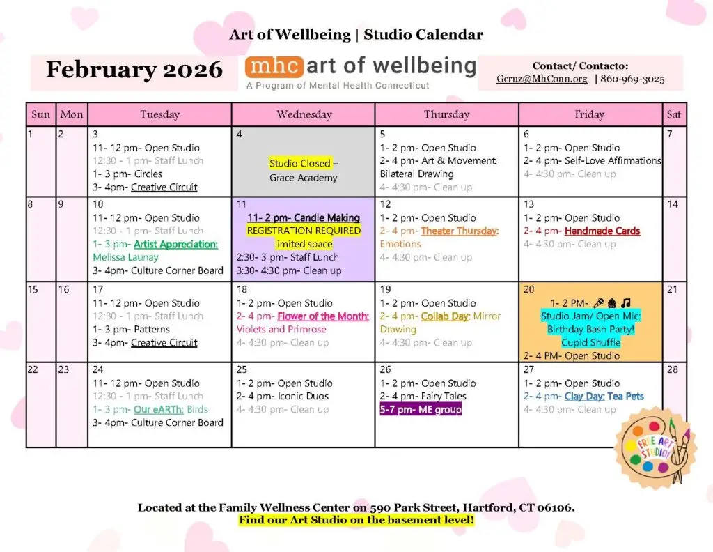Art of Wellbeing Studio Calendar