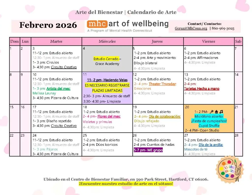 Art of Wellbeing Studio Calendar