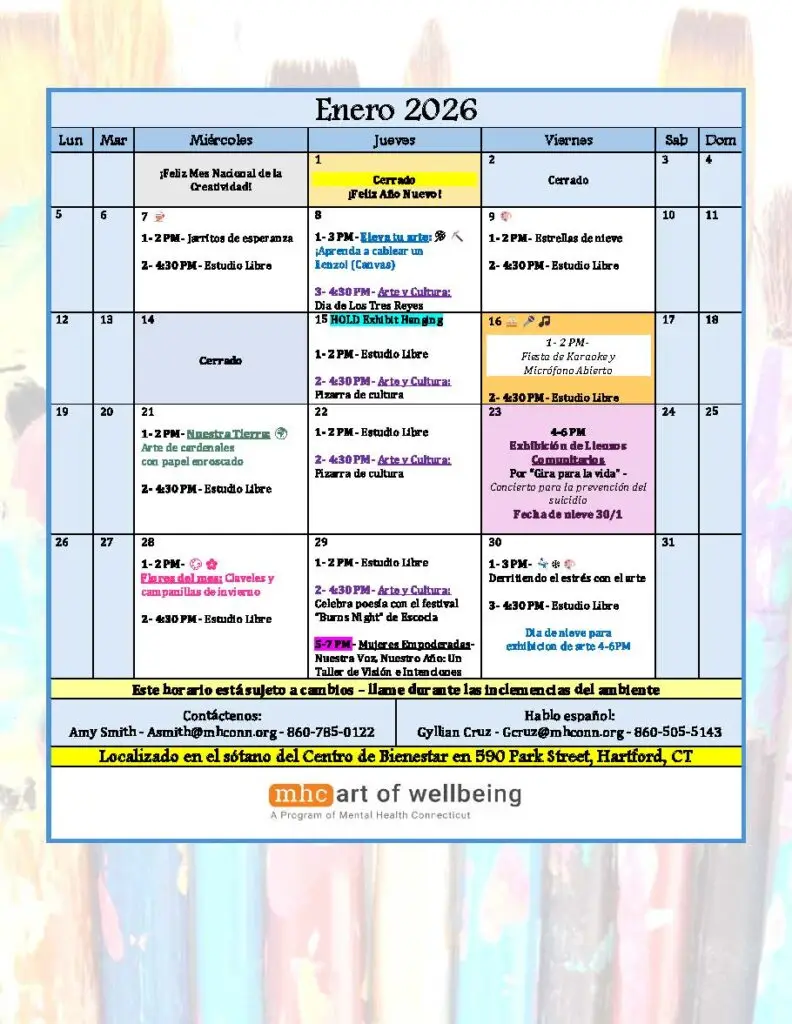 Art of Wellbeing Studio Calendar